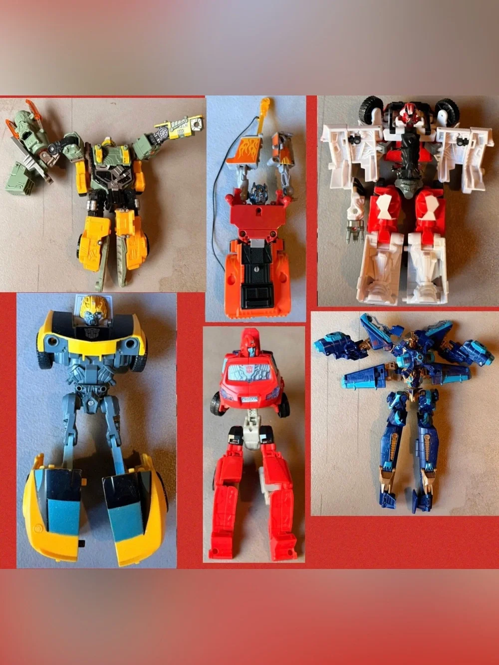(small transformers lot)Transforming Red & Blue Robot Action Figures - Kids Toys